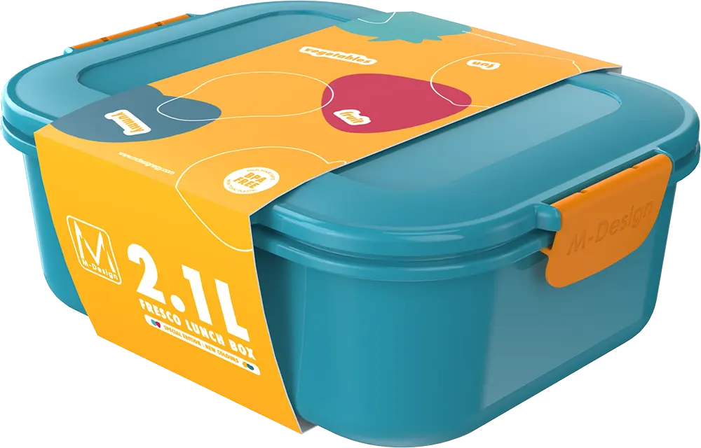 M-Design Lunch Box, 2.1 L, Clips, Turquoise, Model 75118