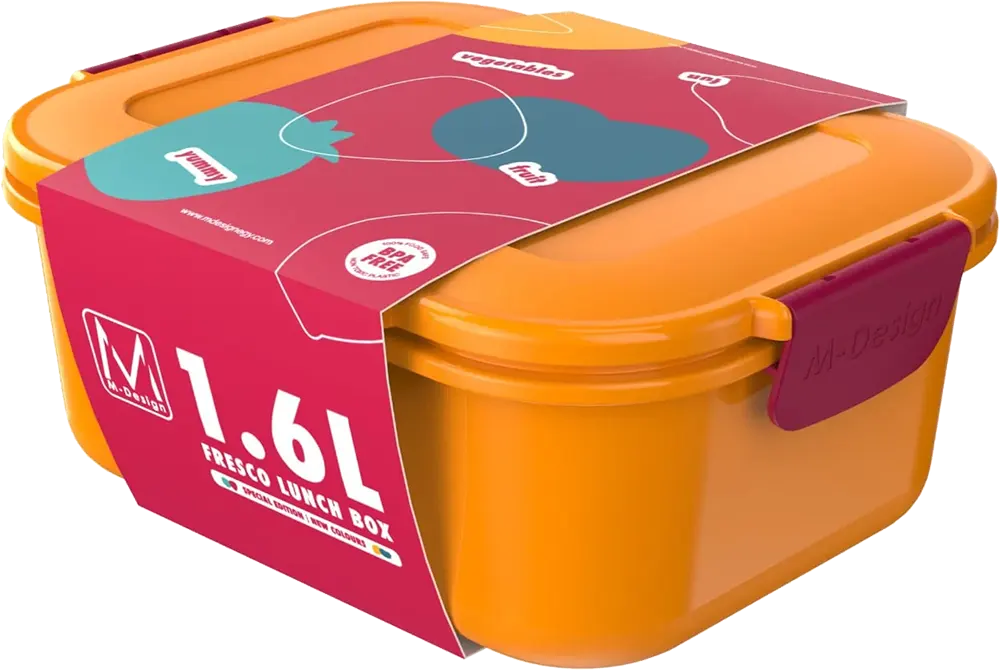M-Design Lunch Box, 1.6 L, Clips, Orange, Model 75114