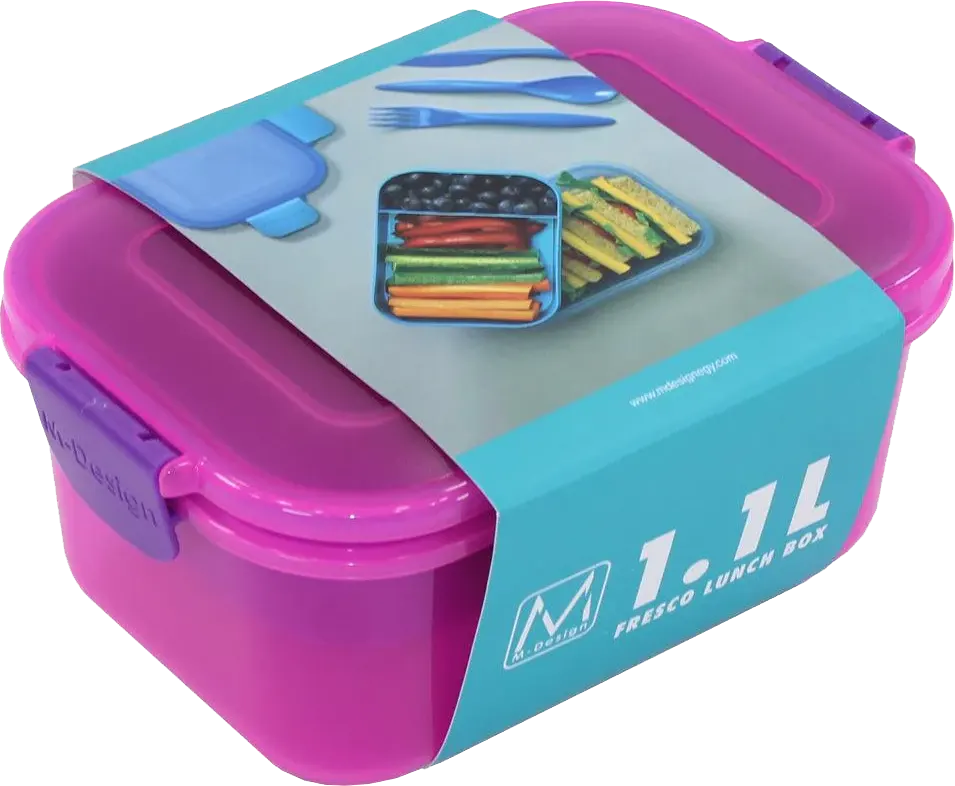 M-Design Lunch Box, 1.1 L, Clips, Fuchsia, Model 6440