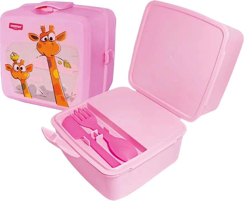 لانش بوكس بلاستيك وينر كومبو، مع شوكة ومعلقة، متعدد الألوان، موديل  1290