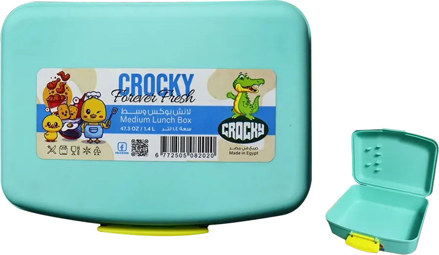 Crocky Lunch Box Plastic 1.4L, Airtight, Multicolor