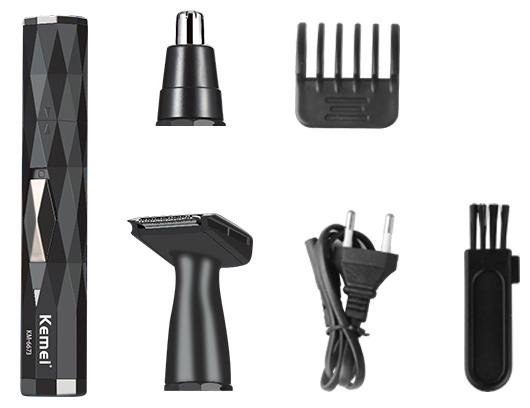 ماكينة حلاقة شعر الأنف والأذن كيمي للرجال ، بطارية 1400 مللي أمبير ، بطارية قابلة لأعادة الشحن ، أسود ، KM-6673