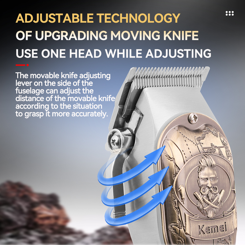 Kemei Cordless Hair Clipper for Men, LED Display, USB Charging, Rechargeable, Gold, KM-2380
