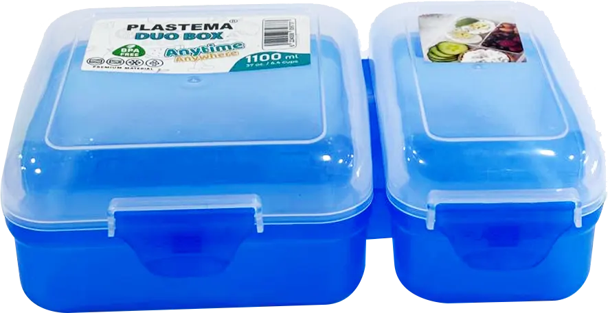 Plastema Duo Box Lunch Box, 1.1 L, Plastic, Assorted Colors
