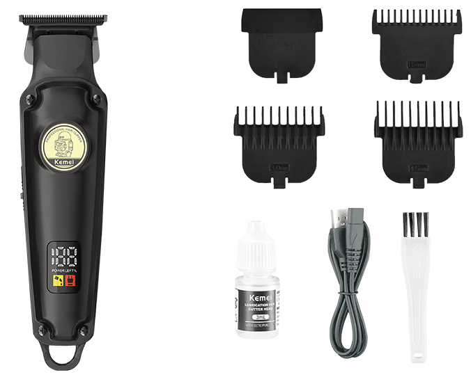 ماكينة حلاقة شعر كيمي لاسلكية للرجال ، شاشة ال اي دي  ، قابلة لأعادة الشحن ، أسود ، KM-2371