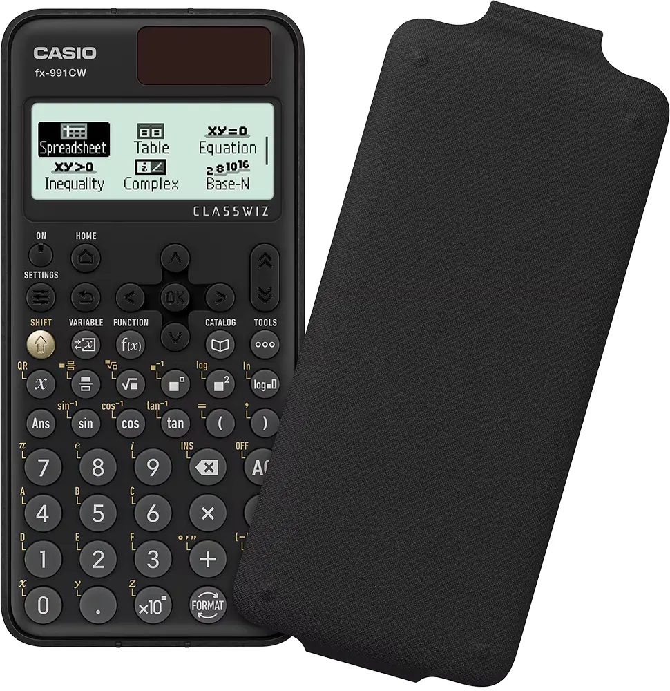 الة حاسبة علمية قياسية كاسيو، شاشة عالية الدقة 4 تدرجات، اكثر من 540 وظيفة، انشاء QR  CODE، تعمل بالطاقة الشمسية، أسود، FX.991CW
