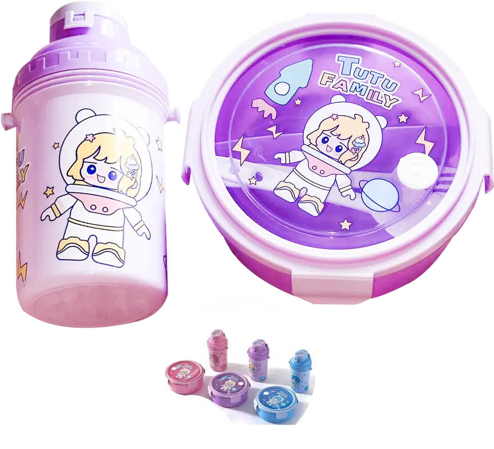 Tutu Family Lunch Box with Water Bottle, Multicolor, Model 529