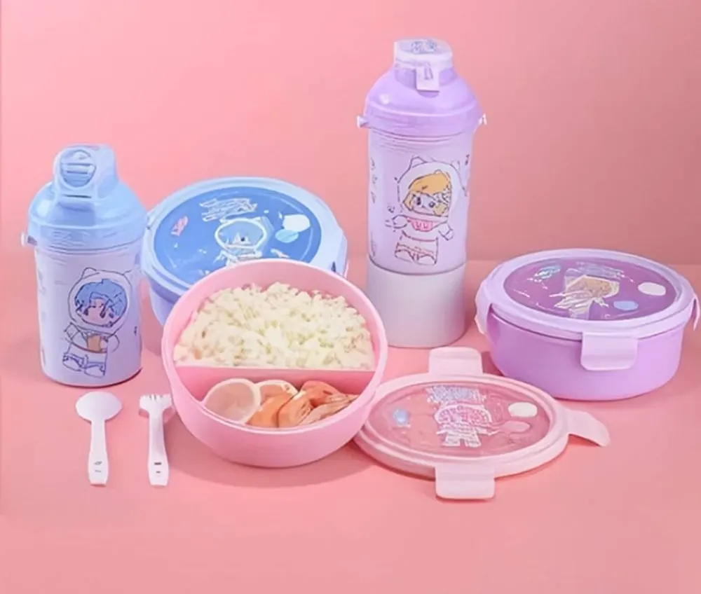 Tutu Family Lunch Box with Water Bottle, Multicolor, Model 529