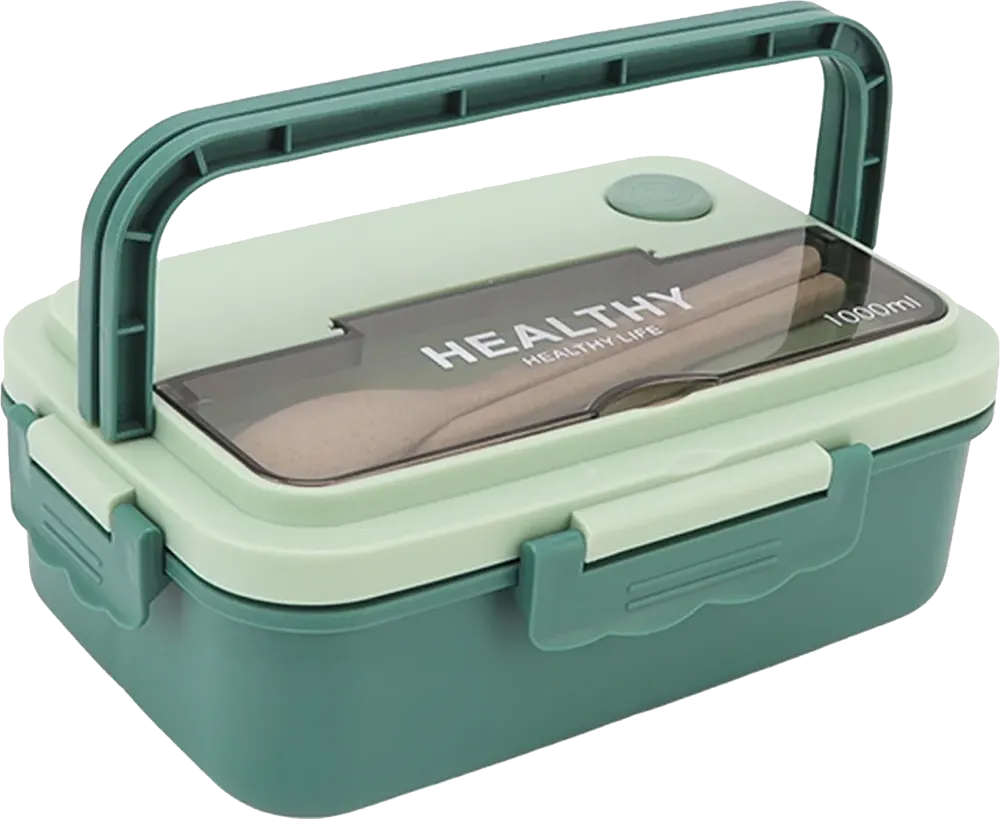 Healthy Lunch Box 1 Liter, with Fork and Spoon, Multicolor, Model 865
