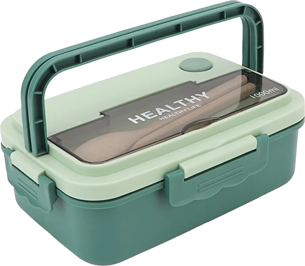 Healthy Lunch Box 1 Liter, with Fork and Spoon, Multicolor, Model 865