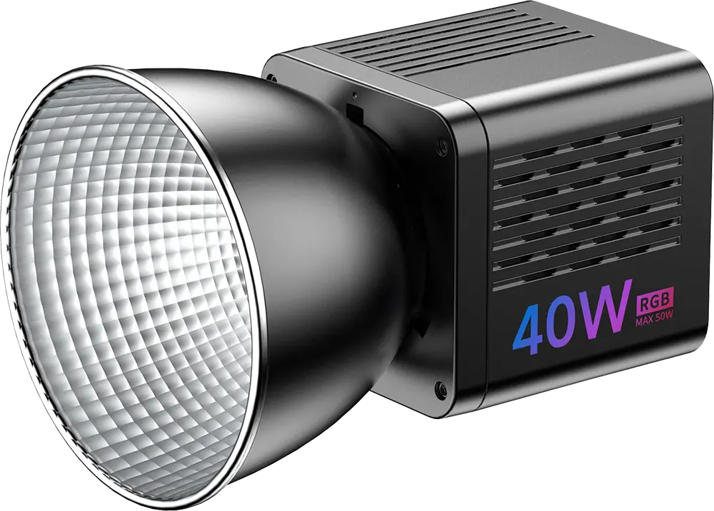 ULANZI LED Video Light, 40W, 6500k, RGB COB Lighting, Type-C Charging Port, Black, L024