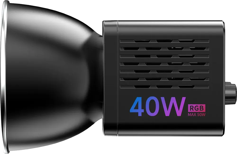 ULANZI LED Video Light, 40W, 6500k, RGB COB Lighting, Type-C Charging Port, Black, L024