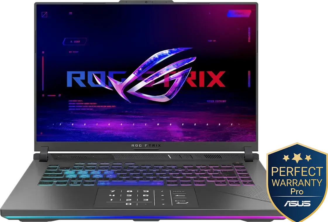 Asus Laptop ROG Strix G16 (2024) G614JV-N3487W Intel Core I7-13650HX, 16GB RAM, 1TB SSD Hard Disk, NVIDIA GeForce RTX™ 4060-8GB Graphics Card, 16" FHD Display, Windows 11 Home, Black