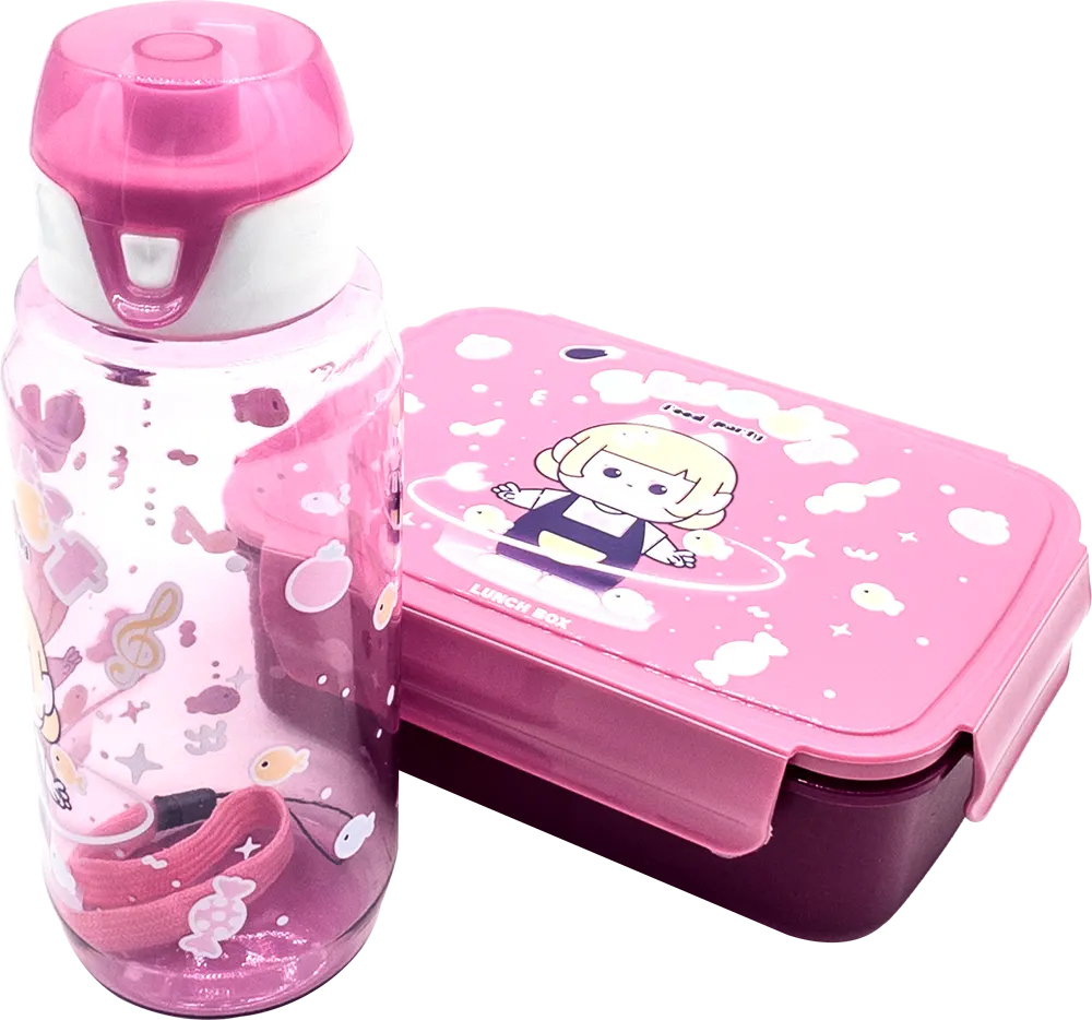 Lunch Box Food Party with Water Bottle, Multicolor, Model 892