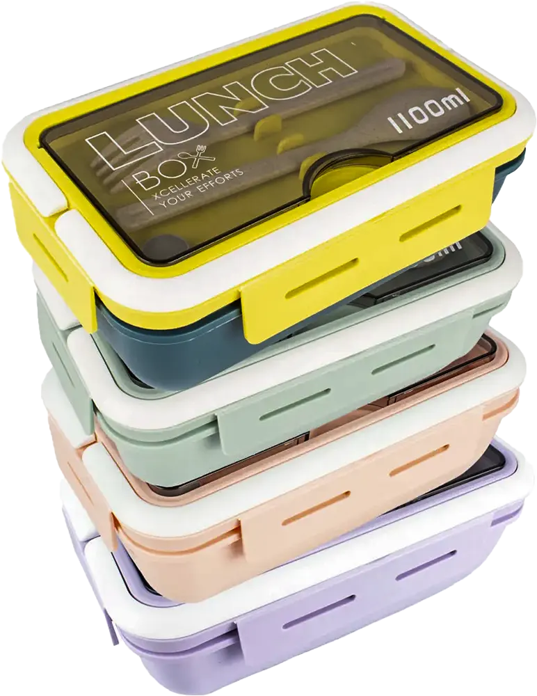 Lunch Box, 1100ml, Divided, with Fork and Spoon,  Multicolor, Model 862