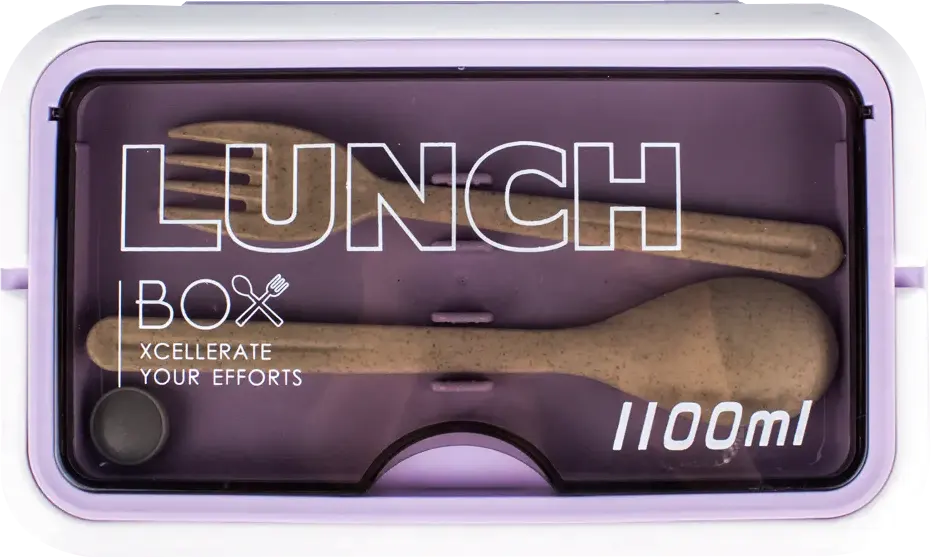 Lunch Box, 1100ml, Divided, with Fork and Spoon,  Multicolor, Model 862