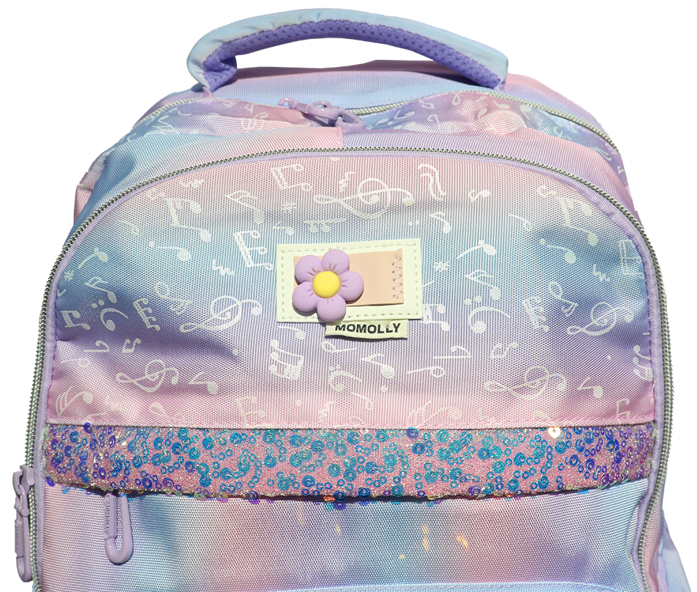 شنطة ظهر مدرسية مومولي للبنات ، مزينة بترتر - بينك
