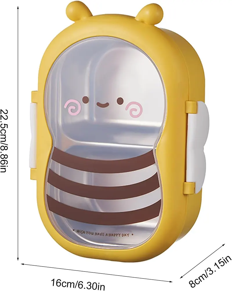 Bee Shaped Lunch Box, Yellow And Brown, 6584