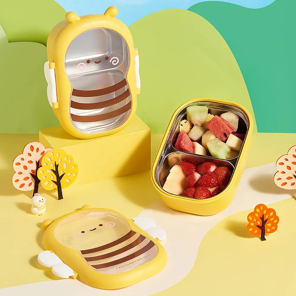 Bee Shaped Lunch Box, Yellow And Brown, 6584