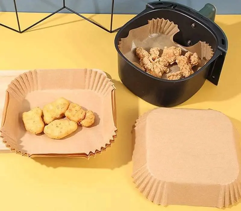 ورق قلاية هوائية غير لاصق مربع الشكل، 16 سم، مجموعة من 50 قطعة، بني