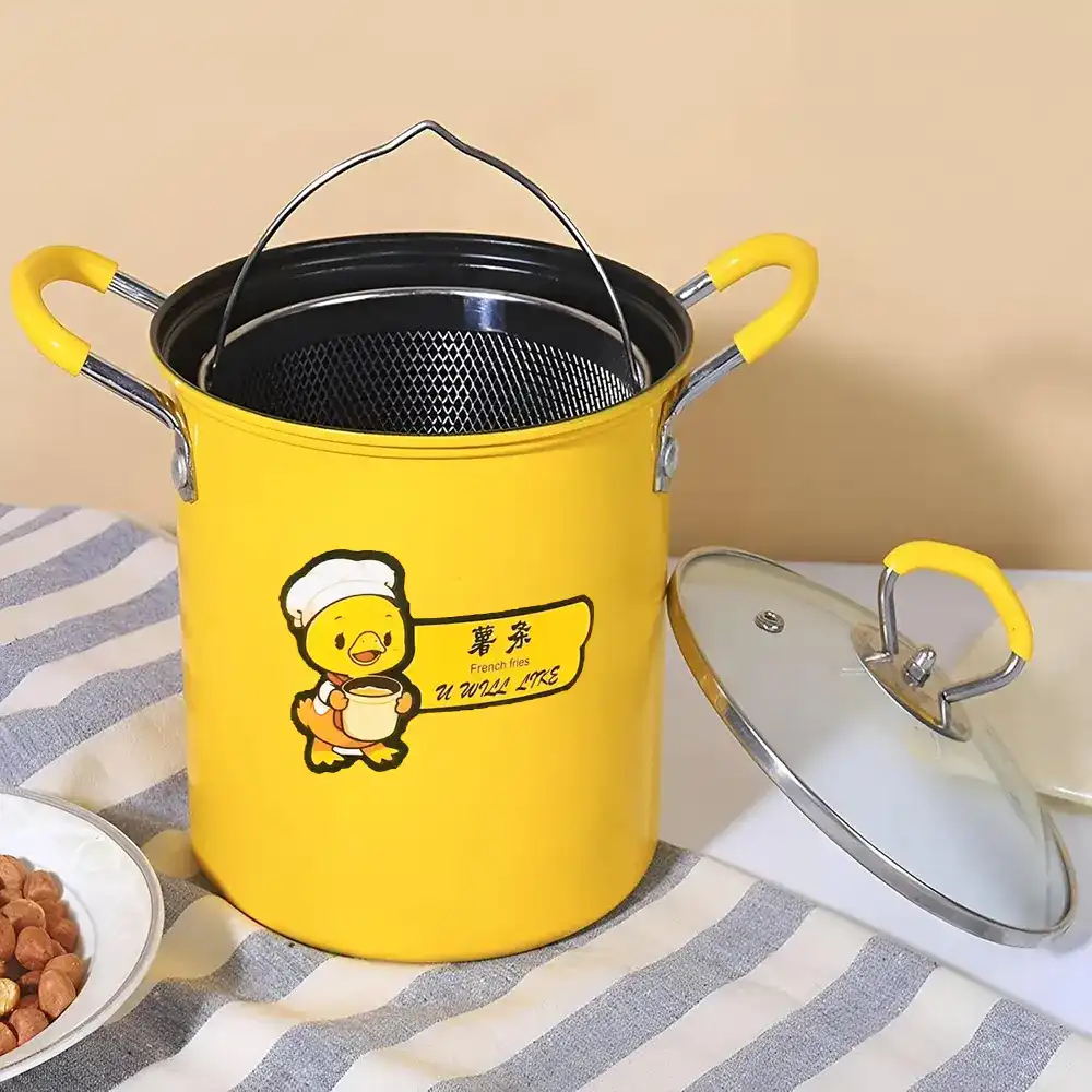 Pot With Net 3L , Pyrex Lid And Stainless Steel Handle, Yellow