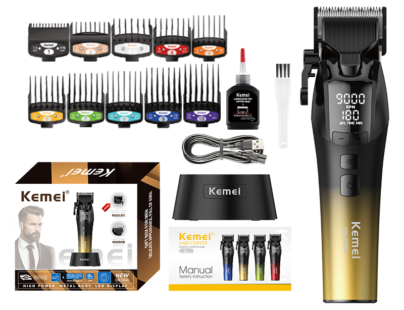 ماكينة حلاقة شعر كيمي للرجال ، شاشة ال اي دي ، قابلة لأعادة الشحن ، شحن USB ، موديل KM-1858A