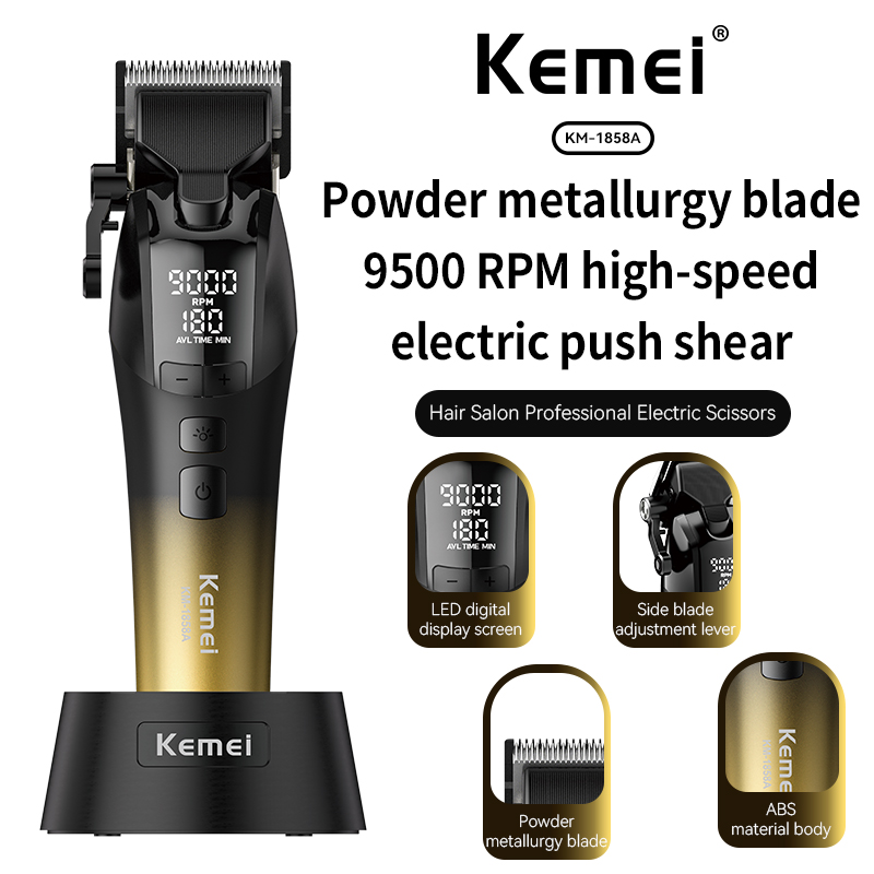 ماكينة حلاقة شعر كيمي للرجال ، شاشة ال اي دي ، قابلة لأعادة الشحن ، شحن USB ، موديل KM-1858A