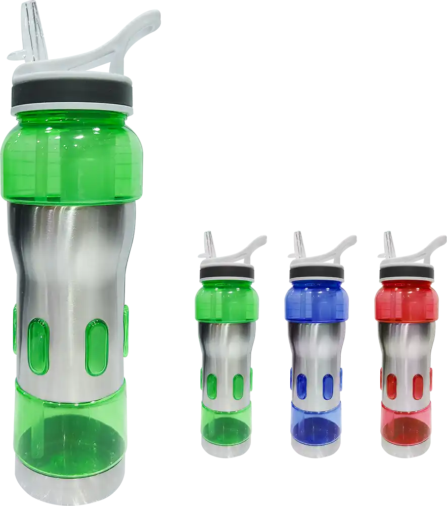 Sports Water Bottle 700ml , Built-in Ice Tube, Built-in Chamois, Acrylic * Stainless Steel Body, Multicolor, Model 42-146