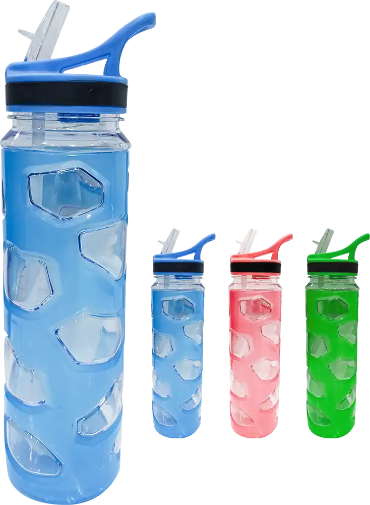 Sports Water Bottle 700ml , Built-in Ice Tube, Built-in Chamois, Acrylic Body, Multicolor, Model 42-157