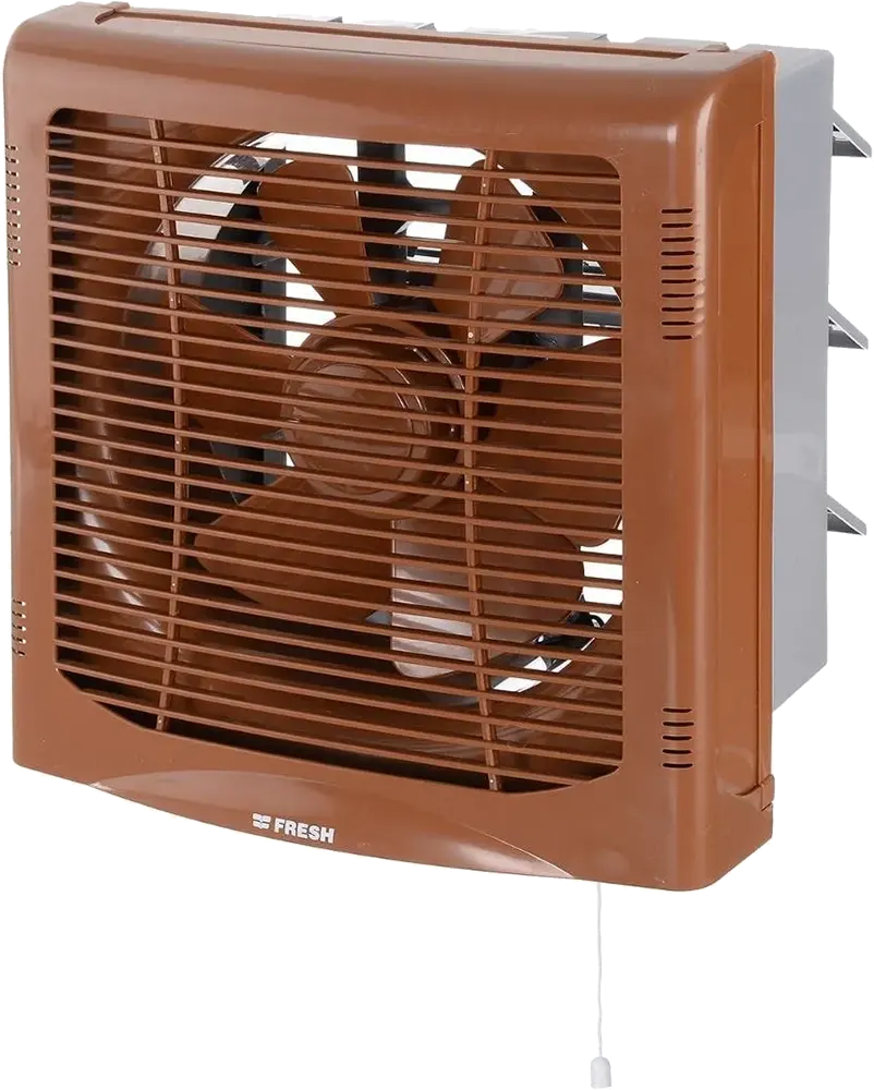 Fresh Kitchen Wall Hood , Frame 25*25cm, inner fan diameter 20cm , 2 Way , Front Grill ,   Brown