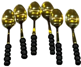 طقم معالق صغير جولد بيد بورسلين اسود  بابلي