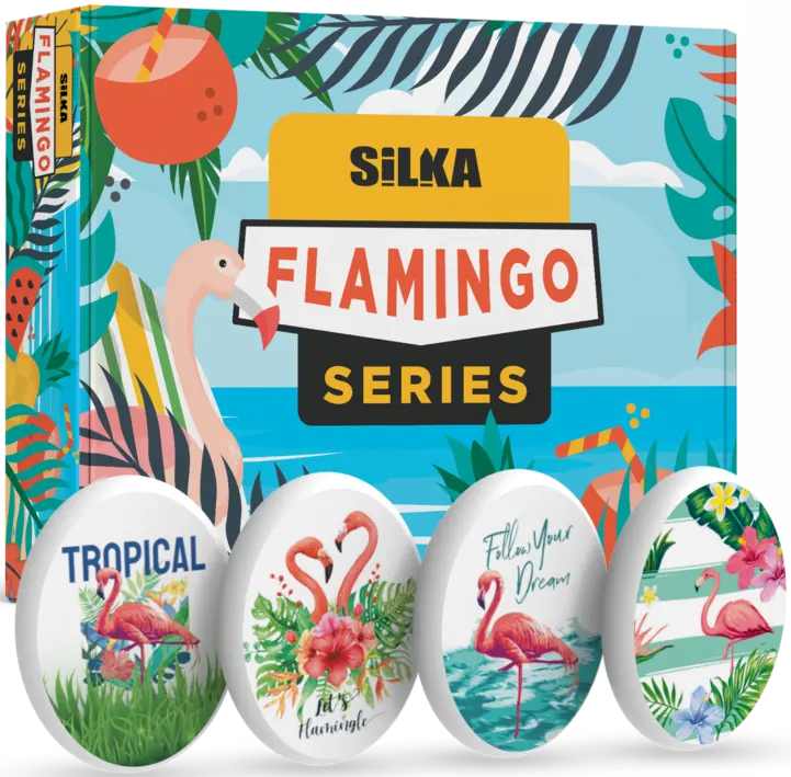 Silka Turkish Vacuum Eraser, Flamingo Shapes, Assorted Colors, SG-20