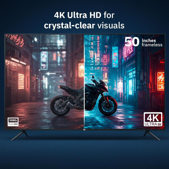 ELC Smart Frameless TV , 50 Inch, 4K Ultra HD , LED Technology , Built-in Receiver, 50Z1TSRV