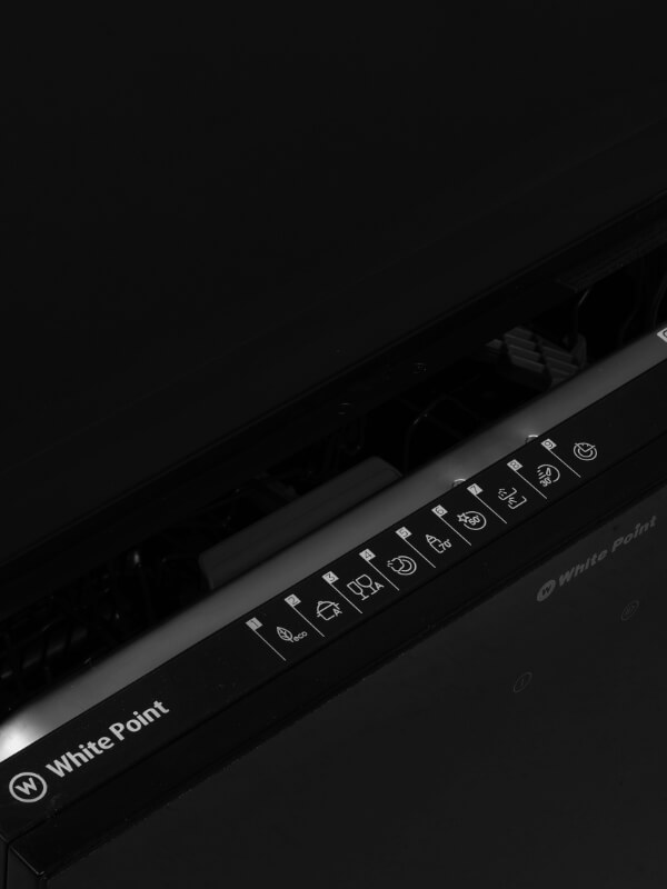 غسالة أطباق وايت بوينت ، 60 سم ، 15 فرد ، 9 برامج ، شاشة ديجيتال ، موتور انفرتر ، خاصية النصف حمل و برنامج تعقيم وغسيل بالبخار ، لون اسود زجاجي ، WPD159HTSFDVGB