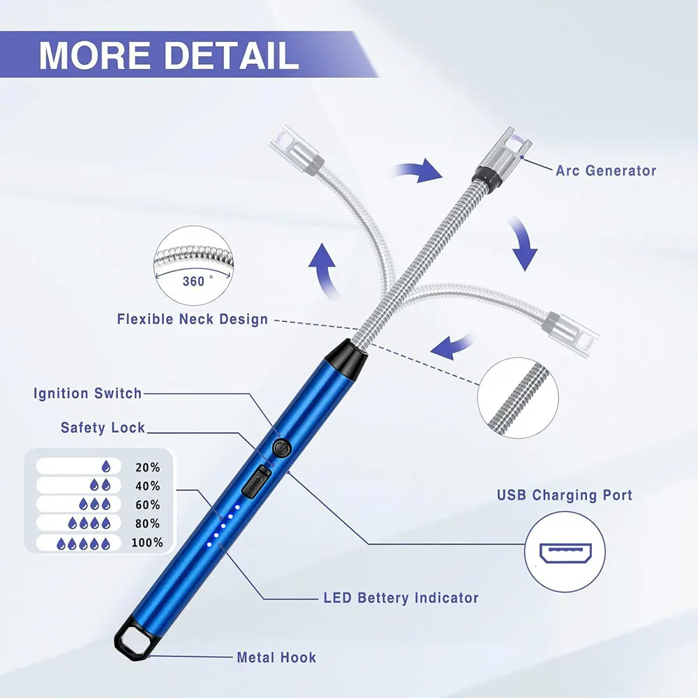 ولاعة غاز كهربائية قابلة لاعادة الشحن ، ازرق ، 64-1