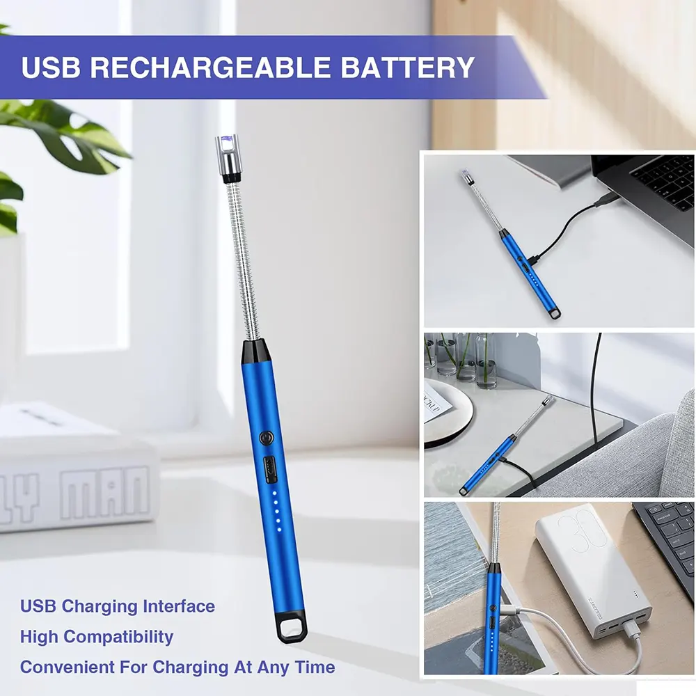 ولاعة غاز كهربائية قابلة لاعادة الشحن ، ازرق ، 64-1