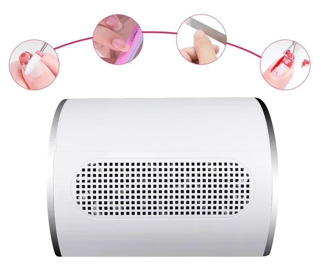 مجمع غبار الأظافر ومجفف للأظافر ، 3 مراوح شفط ، وسادة مبطنة من الجلد ، 858-5