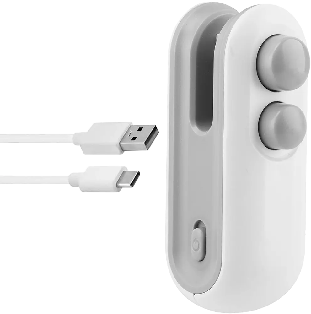 ماكينة لحام أكياس صغيرة محمولة، منفذ type-c لإعادة الشحن، تدعم وظيفة القطع مع اللحام، أبيض، 36-14