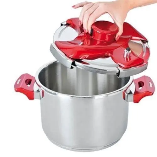 حلة ضغط جلاكسي، 9 لتر، صمامين أمان، استانلس ستيل، فضي*أحمر