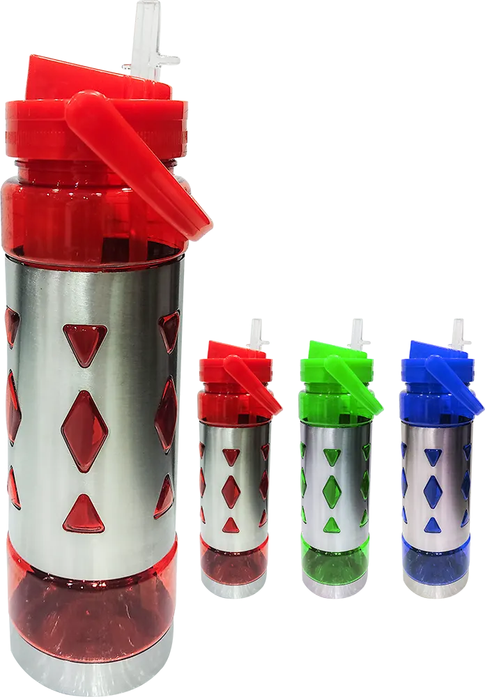 زجاجة مياه رياضية 700 مللى، انبوب ثلج داخلي، شاليمو مدمج، هيكل اكريلك * استانلس ستيل، متعددة الألوان، موديل 42-149