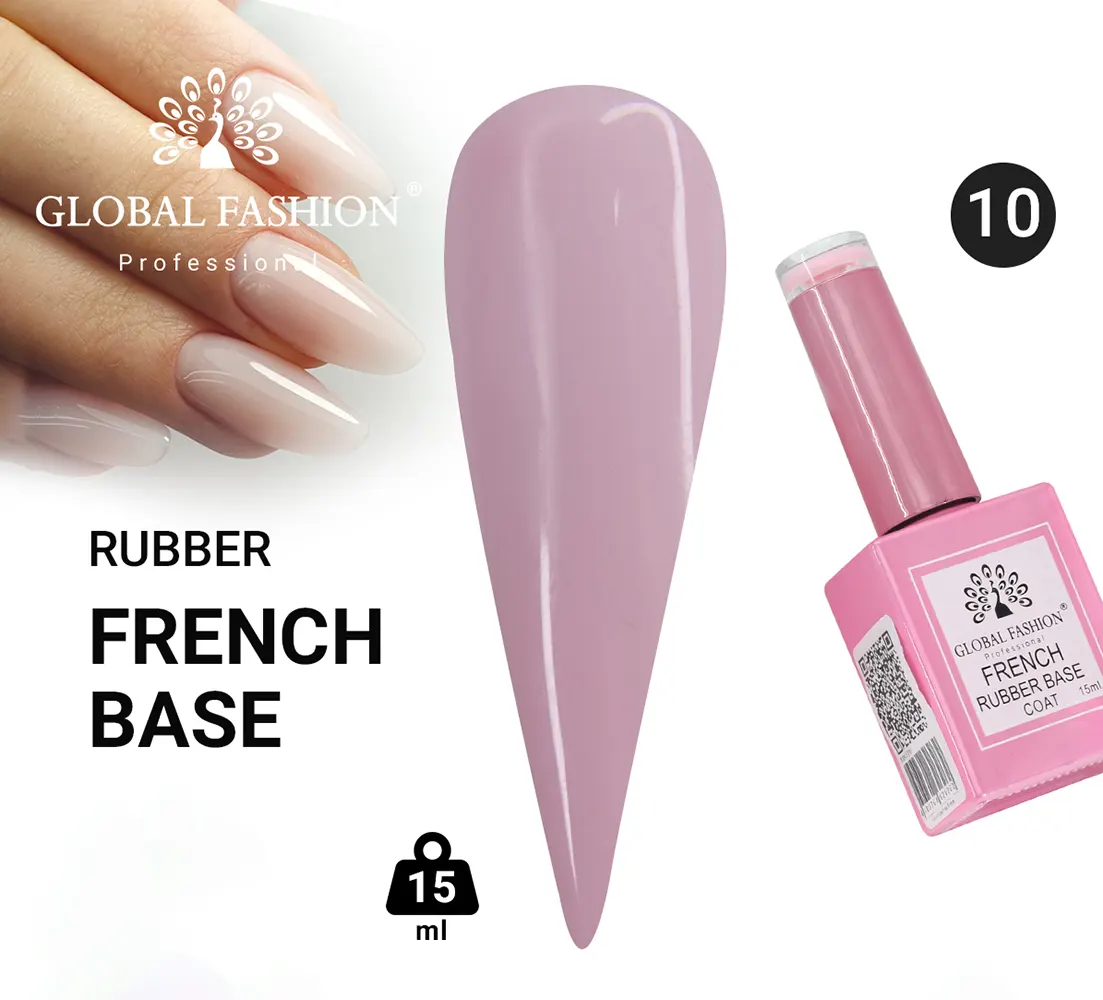 طبقة قاعدة جل مطاطية فرنسية من جلوبال فاشون ، 15 مل ، 10