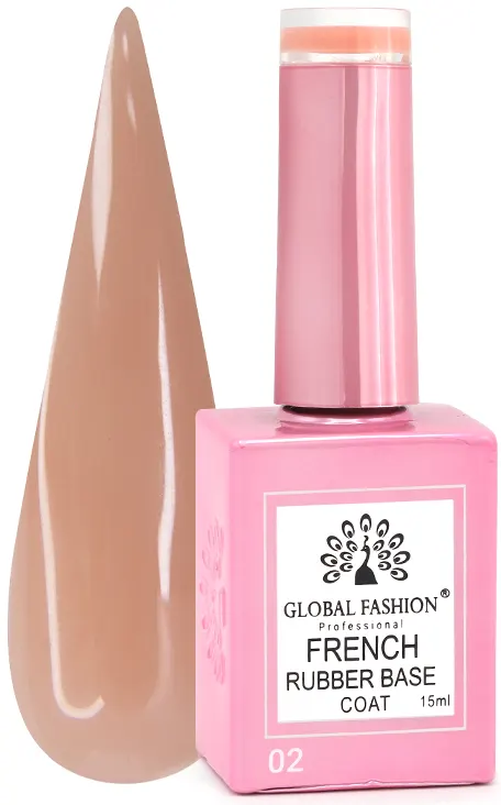Global Fashion Rubber Base Coat French, 15 Ml , 02
