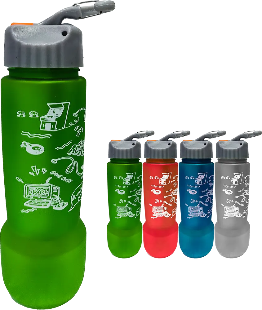 Sports Water Bottle 750ml , Inner Ice Tube, Matte Plastic,Built-in Chamois, Multicolor, Model 42-135
