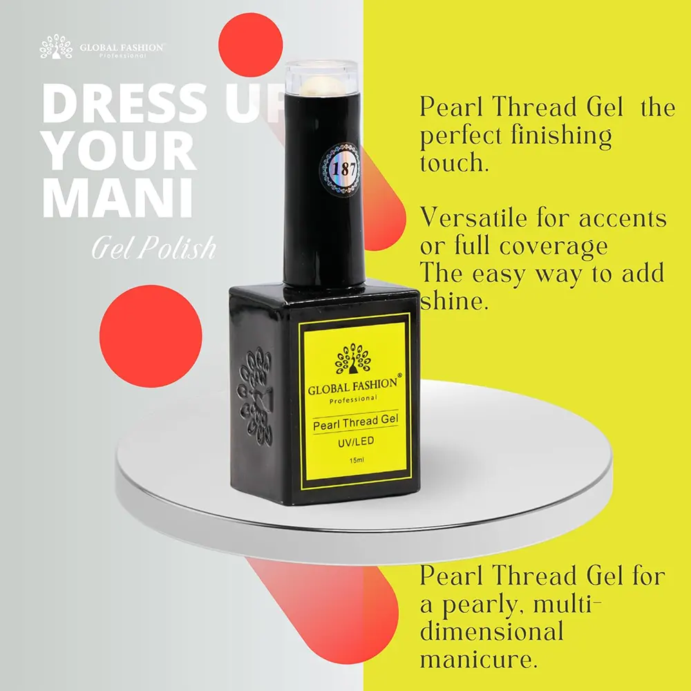 Global Fashion Pearl Thread Gel Nail Polish, 15 Ml , 187