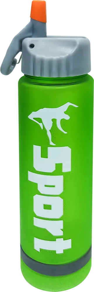 Sports Water Bottle 750ml , Inner Ice Tube, Matte Plastic,Built-in Chamois, Green, Model 42-135