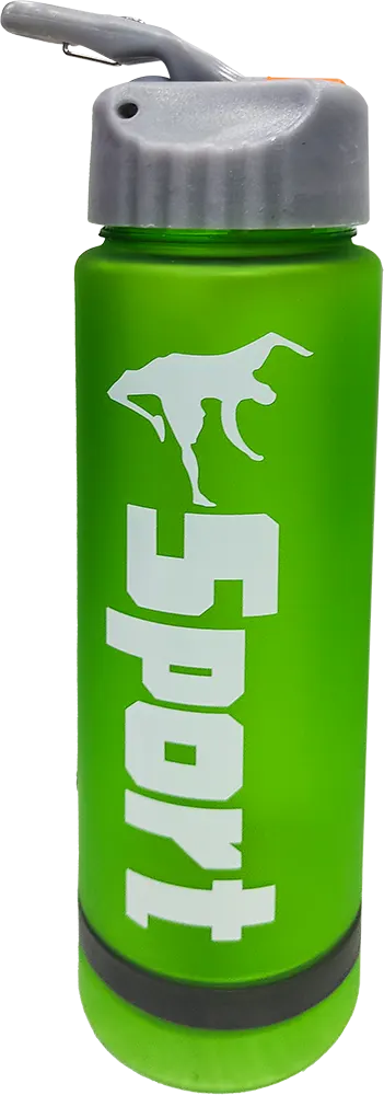 Sports Water Bottle 750ml , Inner Ice Tube, Matte Plastic,Built-in Chamois, Green, Model 42-135