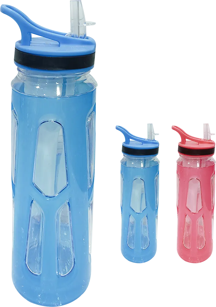 Sports Water Bottle 700ml , Inner Ice Tube, Matte Plastic,Built-in Chamois, Multicolor, Model 42-155