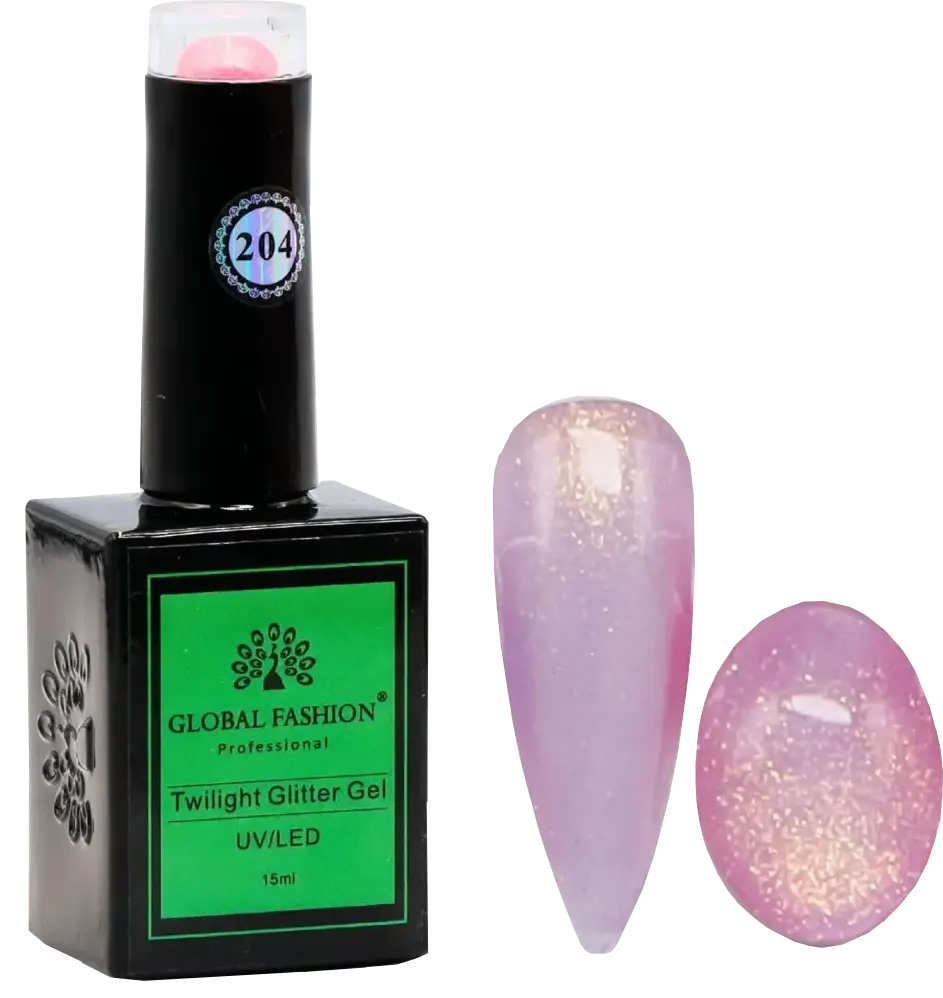 طلاء اظافر جل توايلايت جليتر من جلوبال فاشون ، 15 مل، 204