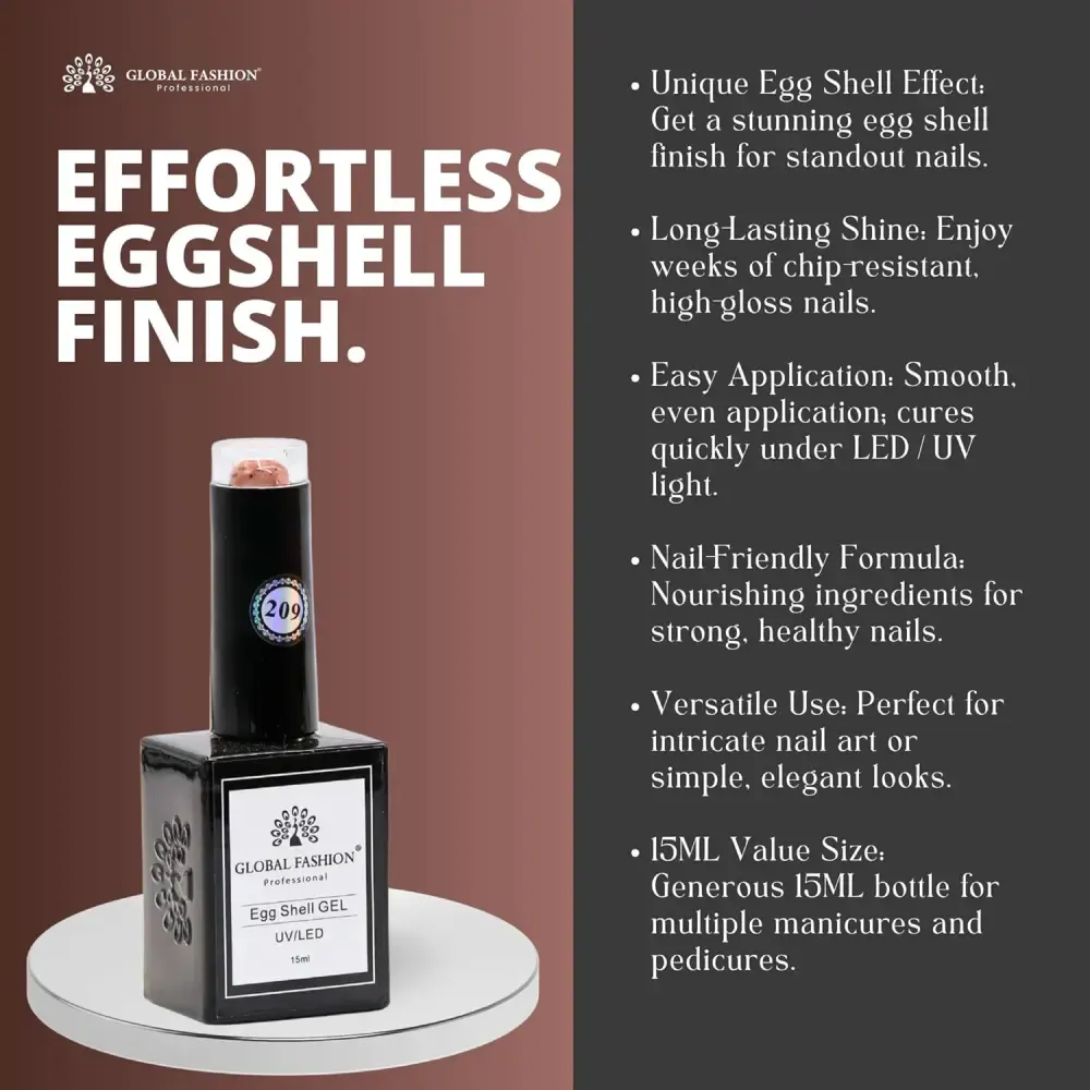 طلاء اظافر جل ايج شيل من جلوبال فاشون ، 15 مل، 209