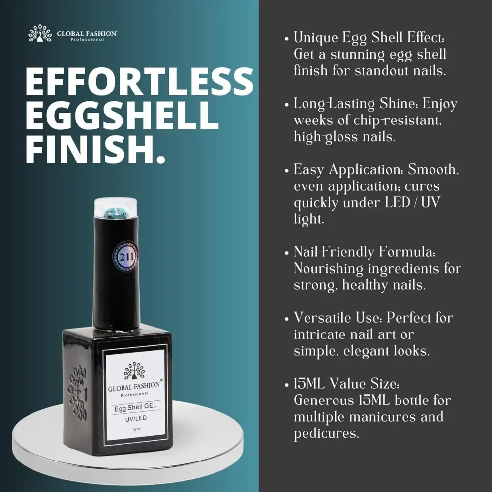 طلاء اظافر جل ايج شيل من جلوبال فاشون ، 15 مل، 211